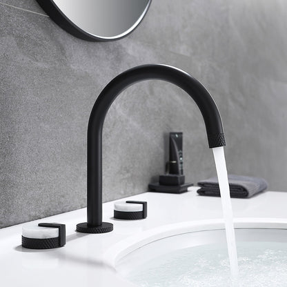 Matte Black Modern 3-Hole Widespread Bathroom Faucet, High Arc Dual-Handle Faucet