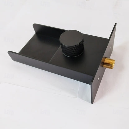 Matte Black Waterfall Bathroom Faucet, Wall-Mount Single-Knob Stainless Steel Faucet