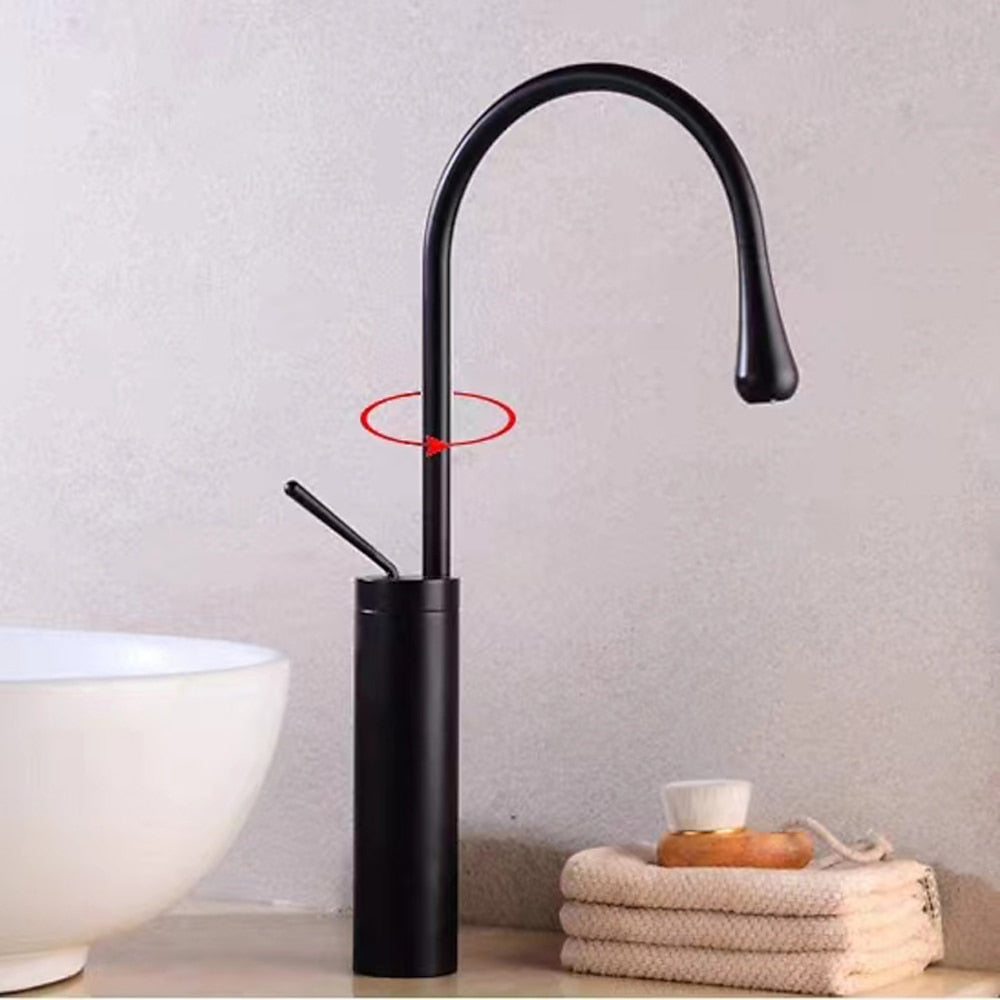 Rotatable High Arc Vessel Sink Faucet, Single-Hole Single-Handle Brass Faucet