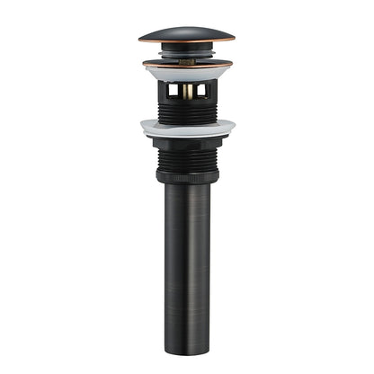 Oil-Rubbed Bronze Brass Pop-Up Sink Drain, Contemporary Bathroom Basin Drain with Overflow