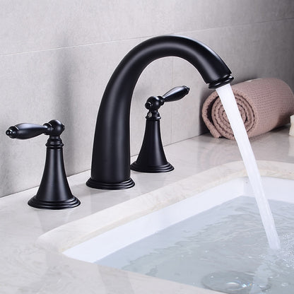 Vintage Widespread Bathroom Faucet, Double Handle 3-Hole Faucet