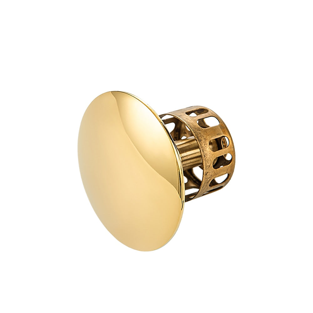 Polished Gold Contemporary Brass Pop-Up Sink Drain Stopper, Vanity Vessel Sink Drain Assembly with Overflow