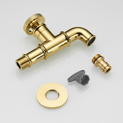 Industrial Single-Cold Wall-Mount Faucet, Single-Handle Brass Utility Faucet with Wheel Handle, Matte Black / Polished Gold