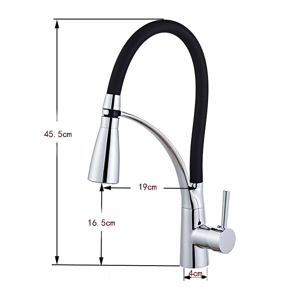 Modern LED Pull-Down Kitchen Faucet, Single-Handle Brass Faucet with Swivel Silicone Hose, Silver / Black / Multi