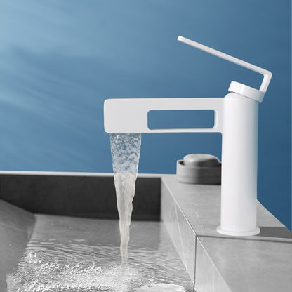 Modern Waterfall Bathroom Sink Faucet, Single-Handle Single-Hole Brass Faucet, Matte Black / Brushed Gold / Gunmetal / Chrome / Matte White