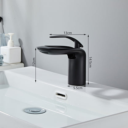 Modern Waterfall Bathroom Faucet, Single-Handle Brass Faucet