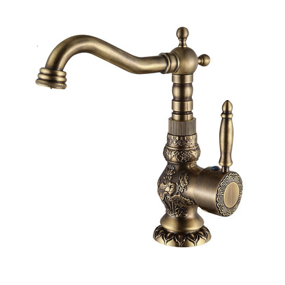 360-Degree Swivel Spout Bathroom Faucet, Single-Handle Vintage Brass Faucet, Antique Brass / Copper