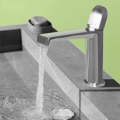 Waterfall Bathroom Faucet, Modern Single-Handle Brass Sink Faucet, Matte Black / Gunmetal / Matte White / Chrome / Brushed Gold