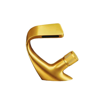 Modern Single-Hole Waterfall Bathroom Faucet, Single-Handle Brass Faucet