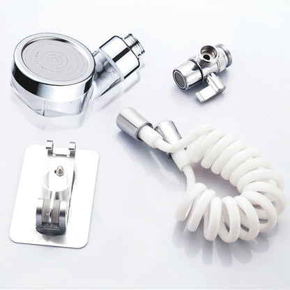 Ionic Filtration Chrome Faucet Spray Head Extension Set, Handheld Basin Rinser Faucet Kit with Coiled Hose / Adhesive Wall Bracket