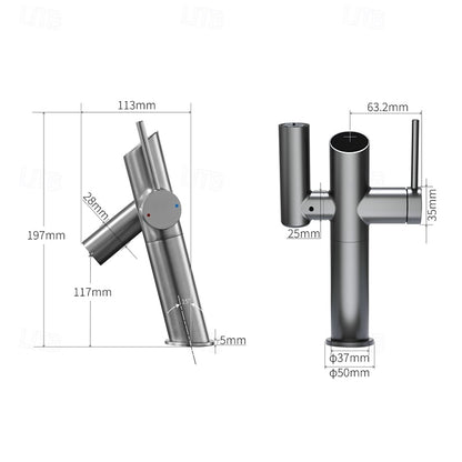 Modern Single-Hole Bathroom Faucet, Single-Handle Brass Sink Faucet, Polished Gold / Brushed Gold / Rose Gold / Matte Black / Chrome / Gunmetal / Matte White
