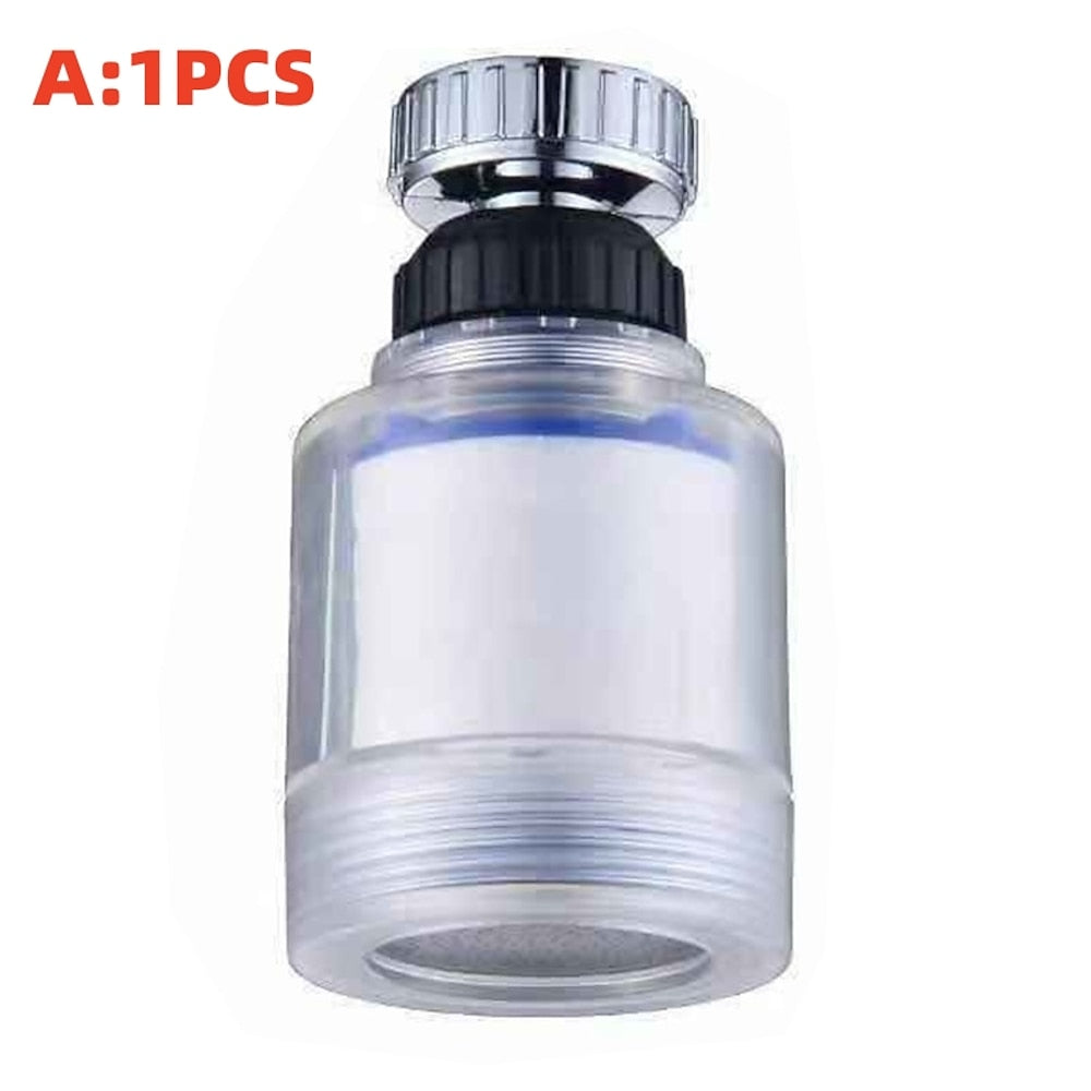 360-Degree Swivel Faucet Water Filter, Chrome ABS Faucet Purifier with PP Cotton Replacement Cartridges