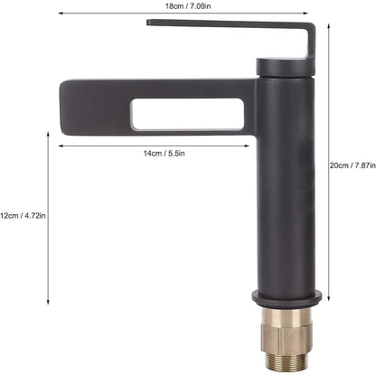 Modern Waterfall Bathroom Sink Faucet, Single-Handle Single-Hole Brass Faucet, Matte Black / Brushed Gold / Gunmetal / Chrome / Matte White