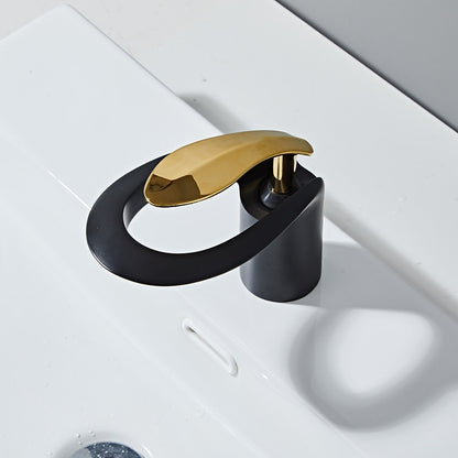 Modern Waterfall Bathroom Faucet, Single-Handle Brass Faucet