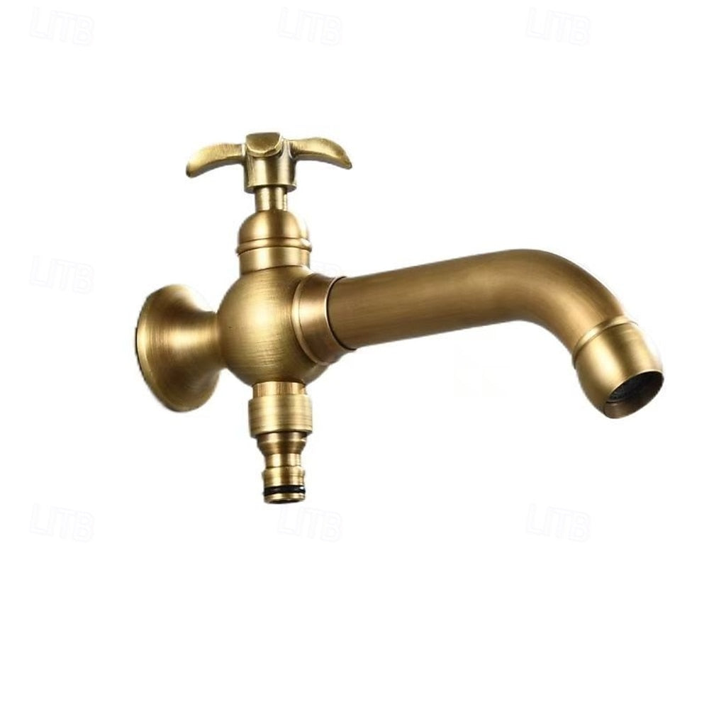 Vintage Wall-Mount Single Cold Faucet, Single-Handle Rotatable Spout Faucet