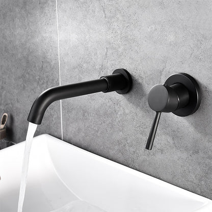 Matte Black Wall-Mount Swivel Spout Bathroom Faucet, Single-Handle Brass Faucet
