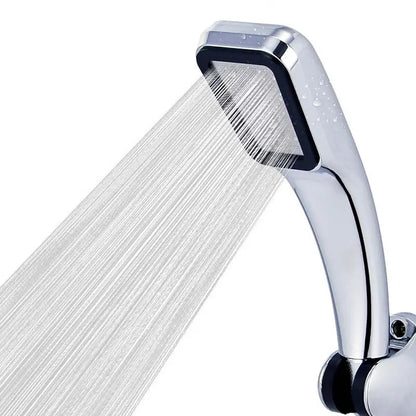 High-Pressure Water-Saving Rectangular Hand Shower, Contemporary ABS Shower Head, Chrome / Matte Black