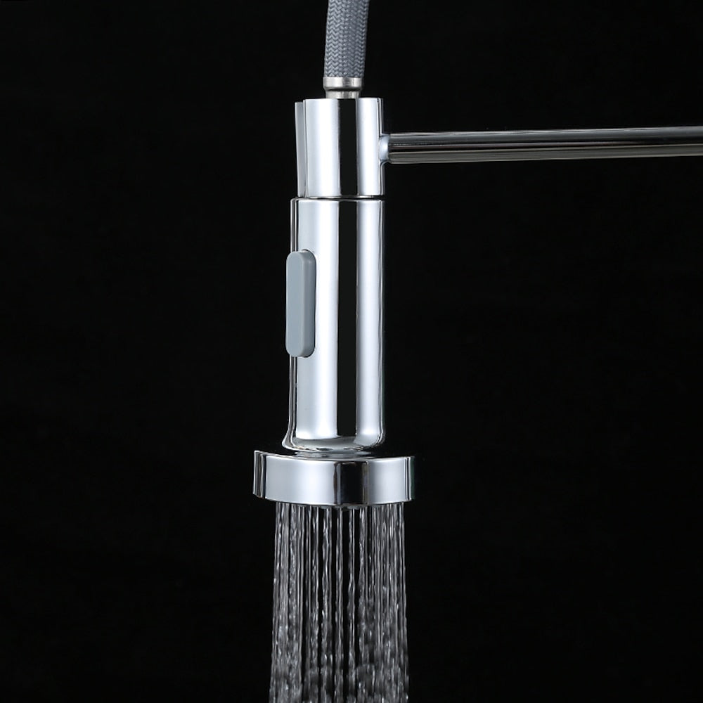 Stainless Steel Pre-Rinse Kitchen Faucet, Single-Handle Pull-Down Faucet, Chrome / Brushed Nickel