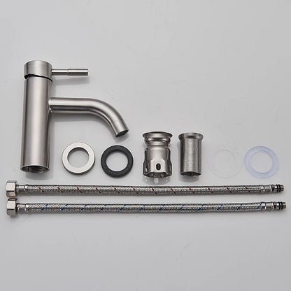 Brushed Nickel Single-Hole Bathroom Faucet, Single-Handle Stainless Steel Faucet