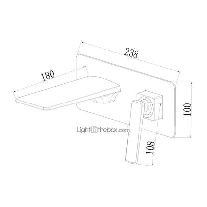 Modern Waterfall Bathroom Faucet, Wall-Mount Single-Handle Vessel Sink Faucet, Matte Black / Chrome