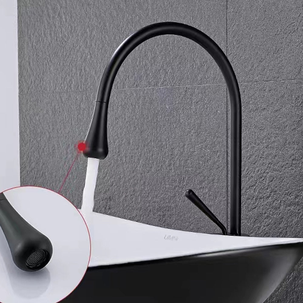Rotatable High Arc Vessel Sink Faucet, Single-Hole Single-Handle Brass Faucet