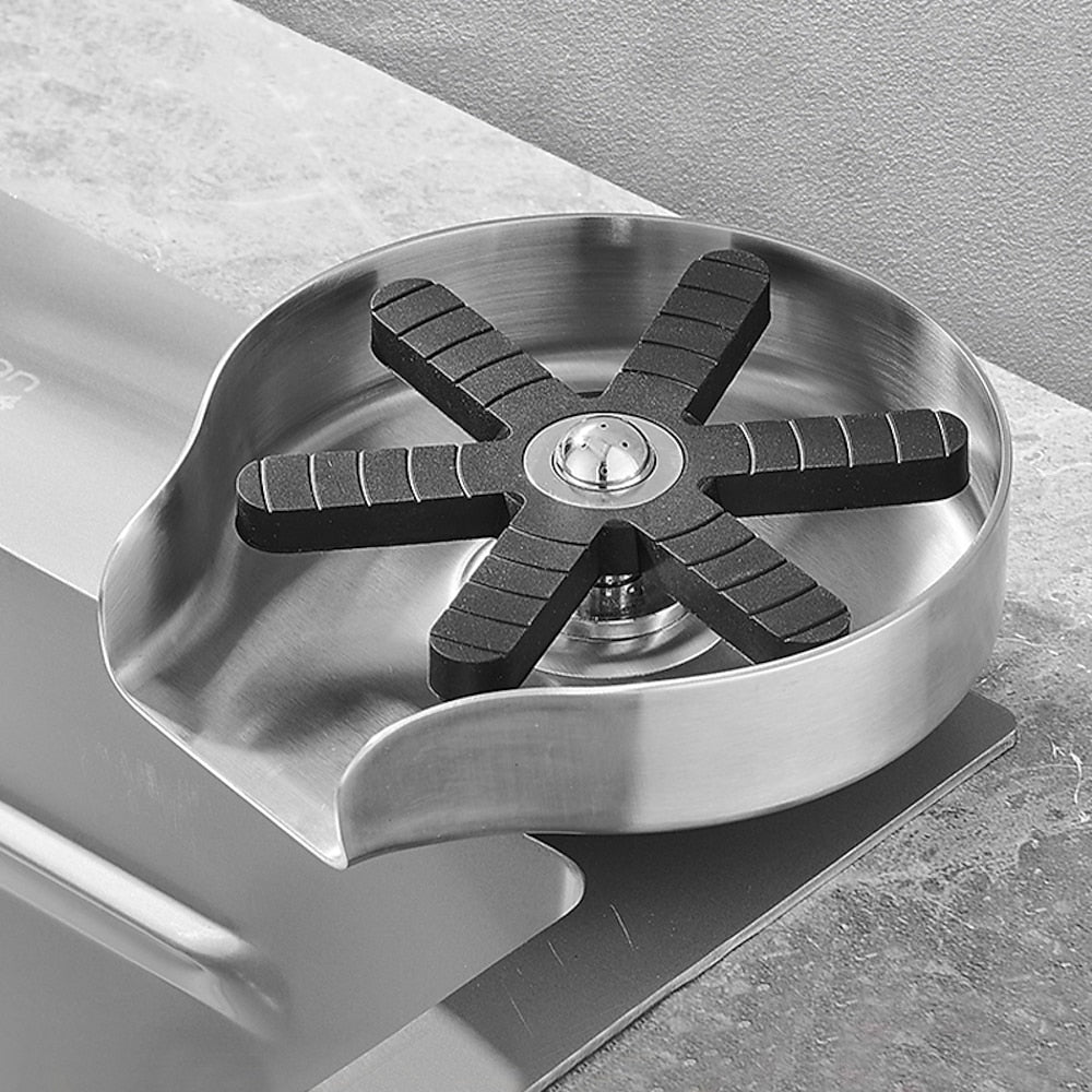 Press-Down Stainless Steel Glass Rinser, Cup Rinser with G1/2 Hose, Matte Black / Brushed Nickel / Gunmetal