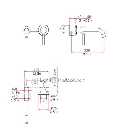 Matte Black Wall-Mount Swivel Spout Bathroom Faucet, Single-Handle Brass Faucet
