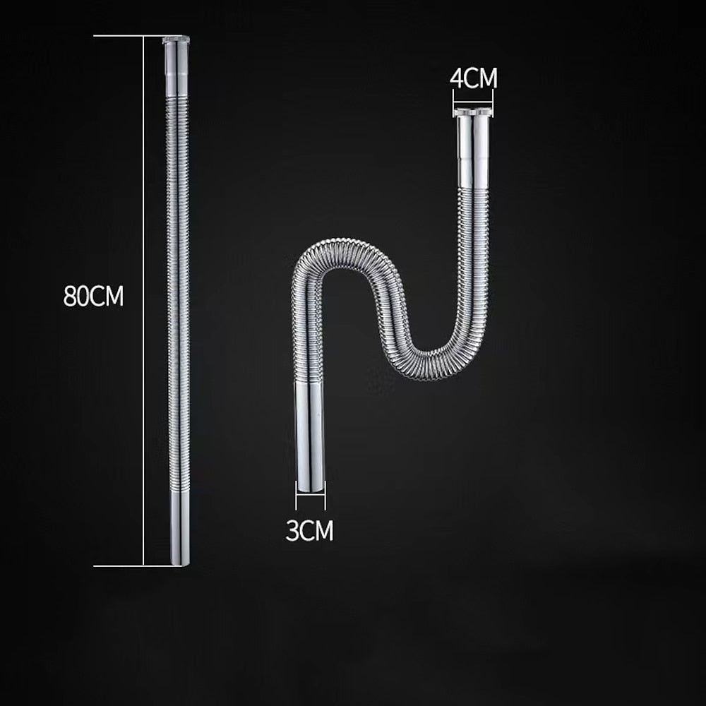 Flexible Expandable Waste Drain Hose, Universal Basin Sink Connector, Chrome / Antique Brass