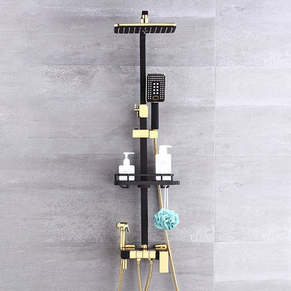 Modern Rainfall Tub Shower System, Wall-Mounted Exposed Shower Faucet with Handheld Spray