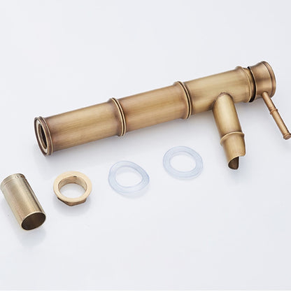 Bamboo Shape Waterfall Bathroom Faucet, Single-Handle Vessel Sink Faucet, Antique Brass / Matte Black / Brushed Nickel