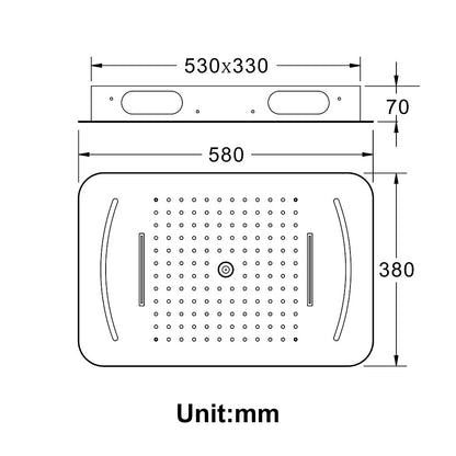 LED Multi-Function Chrome Shower Head, Ceiling-Mounted Stainless Steel Shower Head