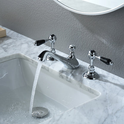 Vintage Widespread Bathroom Faucet, Double-Handle 3-Hole Sink Faucet, Chrome / Polished Gold