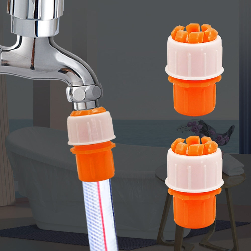 Orange Plastic Garden Hose Tap Connector Set, 5-Piece Quick Connect Faucet Adapters