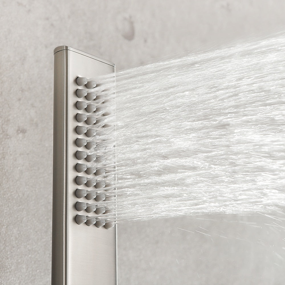 LED Rainfall Shower Faucet System, Wall-Mount Single-Handle Shower Faucet with Handheld Shower, Matte Black / Chrome