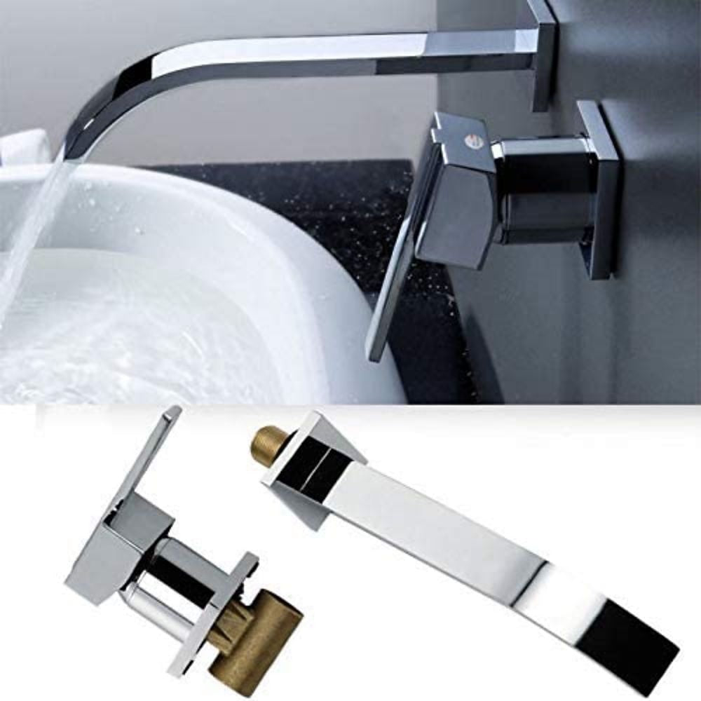 Waterfall Chrome Wall-Mount Bathroom Faucet, Single-Handle Brass Basin Faucet