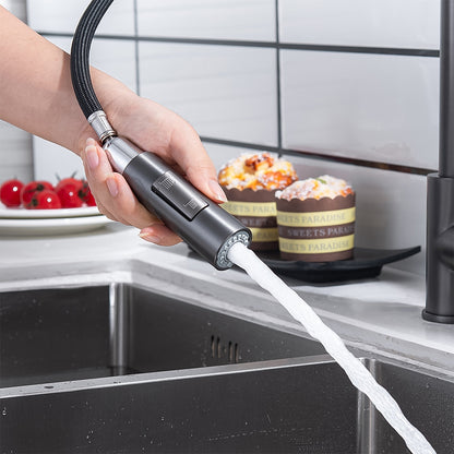 Modern Pull-Down Kitchen Faucet, Single-Handle Swivel Spout Faucet, Matte Black / Brushed Gold / Brushed Nickel / Chrome / Gunmetal