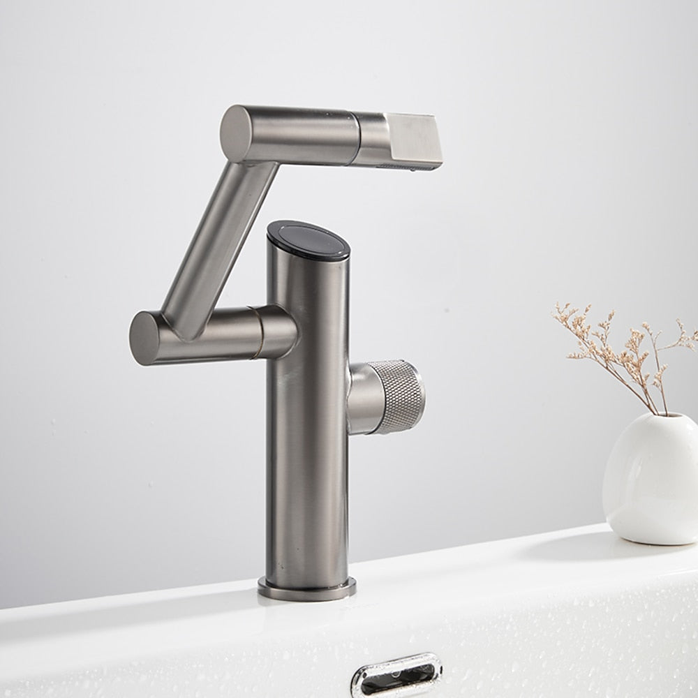 LED Digital Display Single-Hole Single-Handle Bathroom Faucet, Swivel Spout Brass Faucet, Matte Black / Matte White / Gunmetal