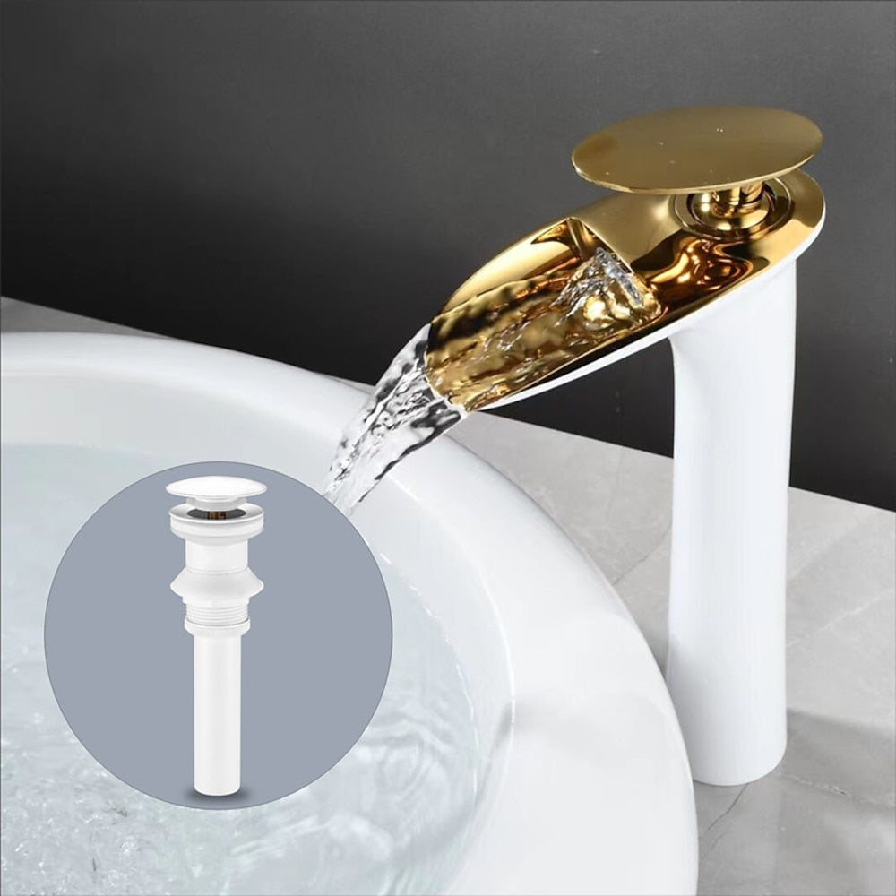 Waterfall Vessel Bathroom Faucet, Modern Single-Handle Single-Hole Tall Basin Faucet