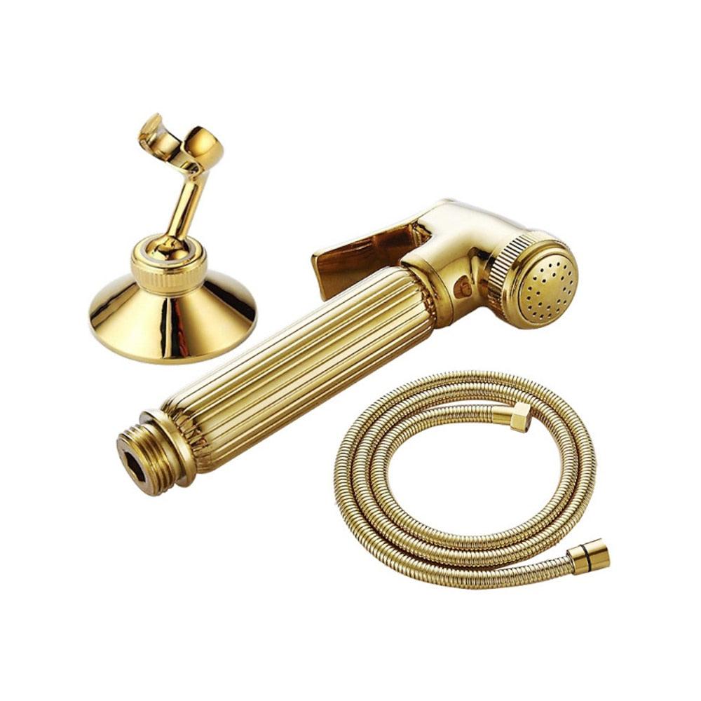 Antique Wall-Mount Brass Handheld Bidet Sprayer, Single-Handle Self-Cleaning Toilet Bidet Sprayer, Antique Brass / Brushed Gold / Matte Black