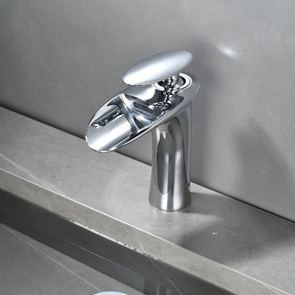 Waterfall Bathroom Faucet, Modern Single-Handle Single-Hole Faucet
