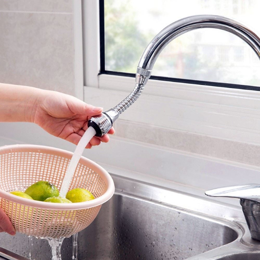 Chrome 360-Degree Swivel Faucet Aerator, Dual Spray Mode Spray Head Attachment