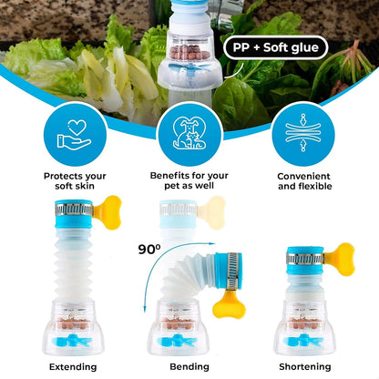 Sky Blue 360-Degree Swivel Faucet Aerator, Telescopic Splash-Proof Water Filter Nozzle