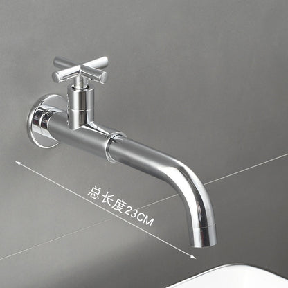 Wall-Mount Single-Hole Bathroom Faucet, Single Cross Handle Swivel Spout Faucet, Antique Brass / Matte Black / Chrome / Matte White / Polished Gold / Gunmetal