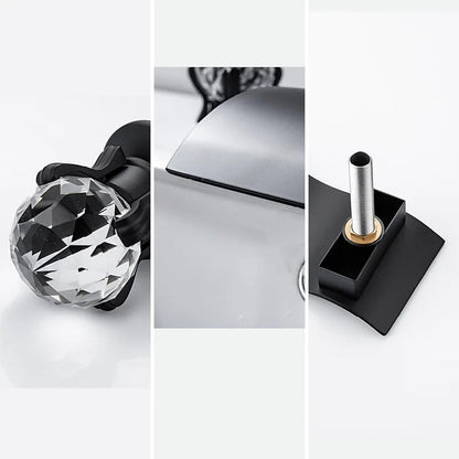 Waterfall Widespread Bathroom Sink Faucet, Double Crystal Knob Handle Deck Mounted Faucet, Matte Black / Chrome / Brushed Gold / Brushed Nickel / Gunmetal / PVD