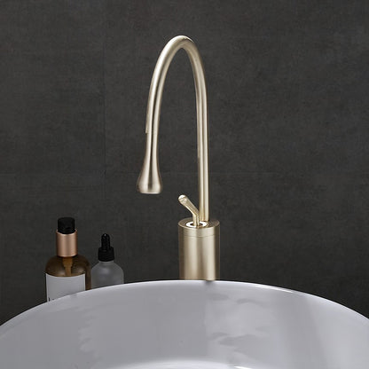 Brushed Gold High-Arc Vessel Sink Faucet, Single-Handle Bathroom Basin Faucet