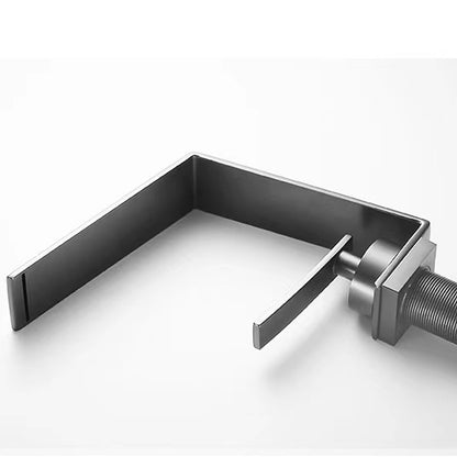 Waterfall Modern Single-Hole Bathroom Faucet, Single-Handle Brass Faucet
