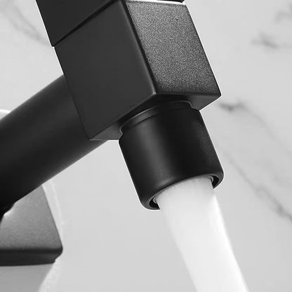 Modern Wall-Mount Single Cold Faucet, Solid Brass Washing Machine Faucet, Matte Black / Chrome