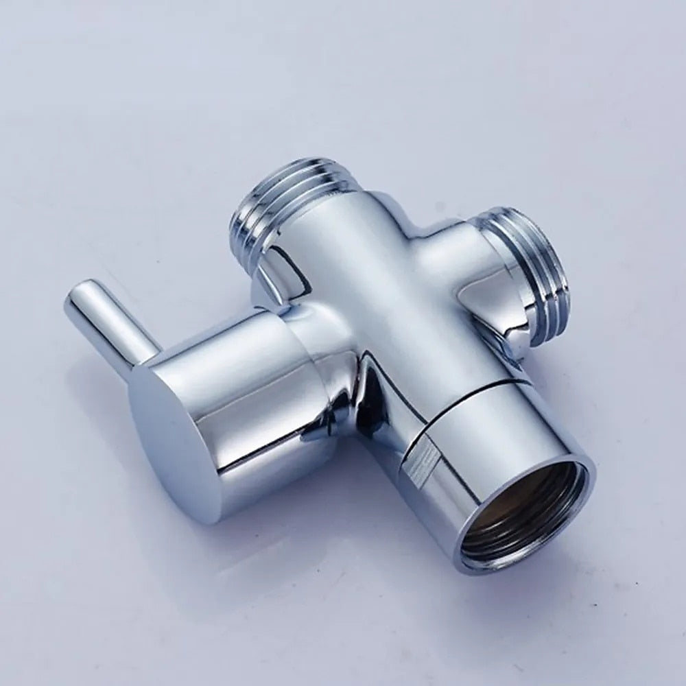 Chrome Brass 3-Way Shower Diverter Valve, T-Adapter Tee for Handheld Showerhead