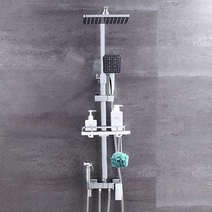 Modern Rainfall Tub Shower System, Wall-Mounted Exposed Shower Faucet with Handheld Spray