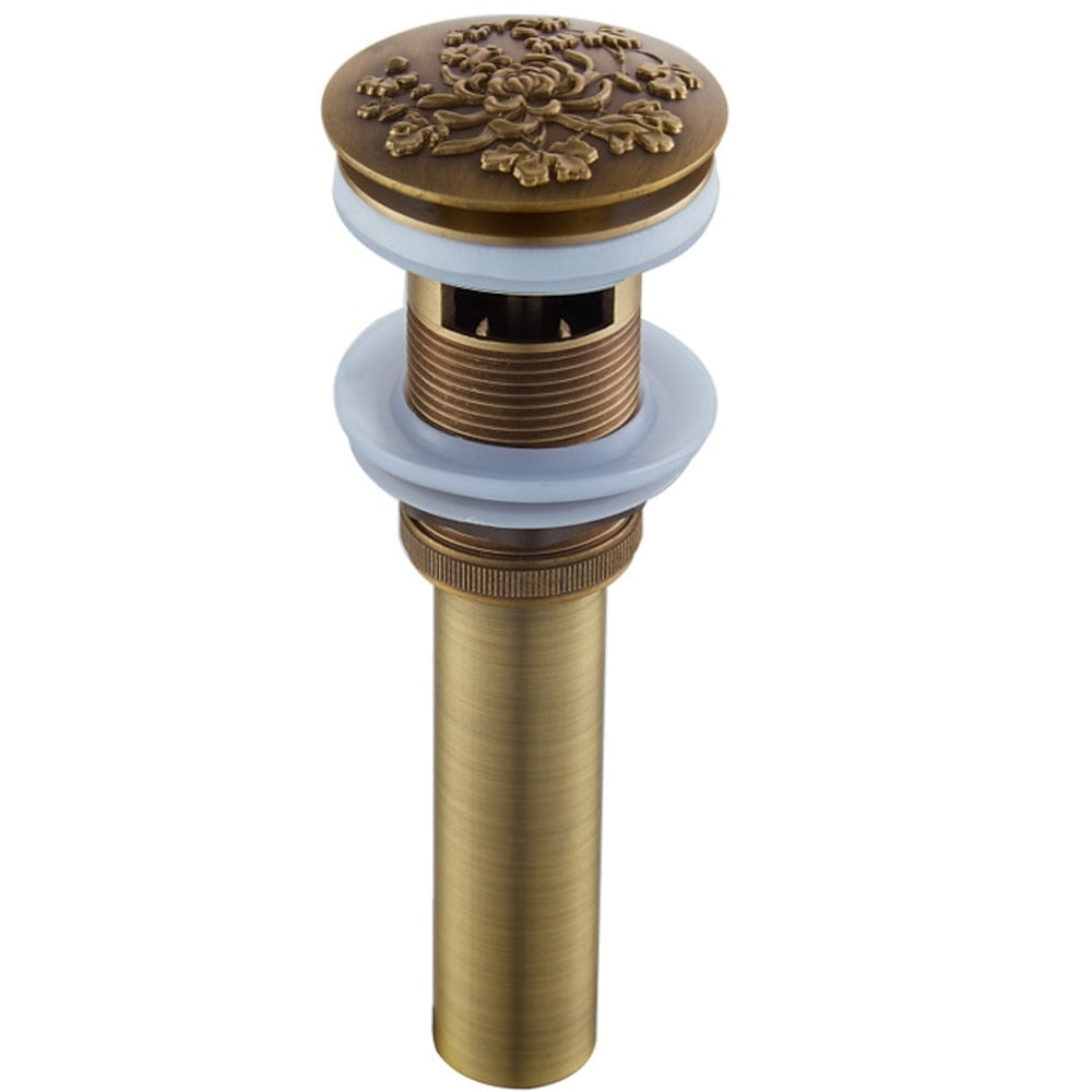 Antique Brass Vintage Single-Hole Bathroom Faucet with Pop-Up Drain, Single-Handle High-Arc Swivel Spout Basin Faucet